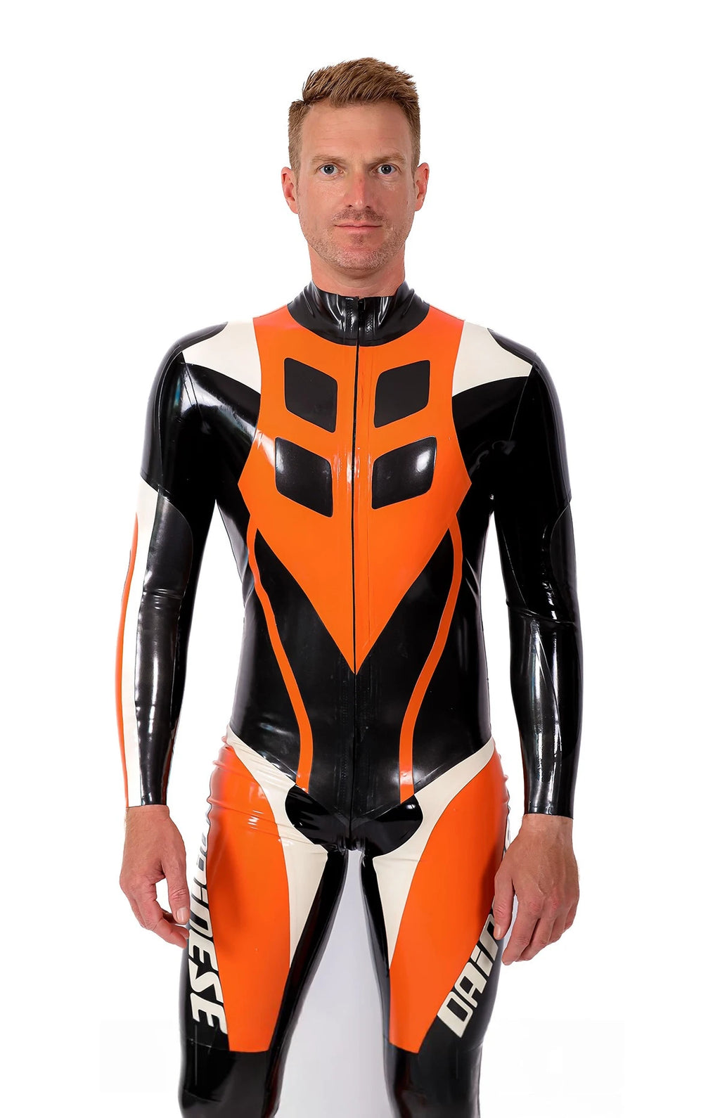 Black Male 'Speedster' MotoGP Style Latex Motorcycle Latex Suit