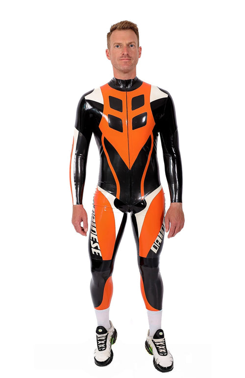 Black Male 'Speedster' MotoGP Style Latex Motorcycle Latex Suit