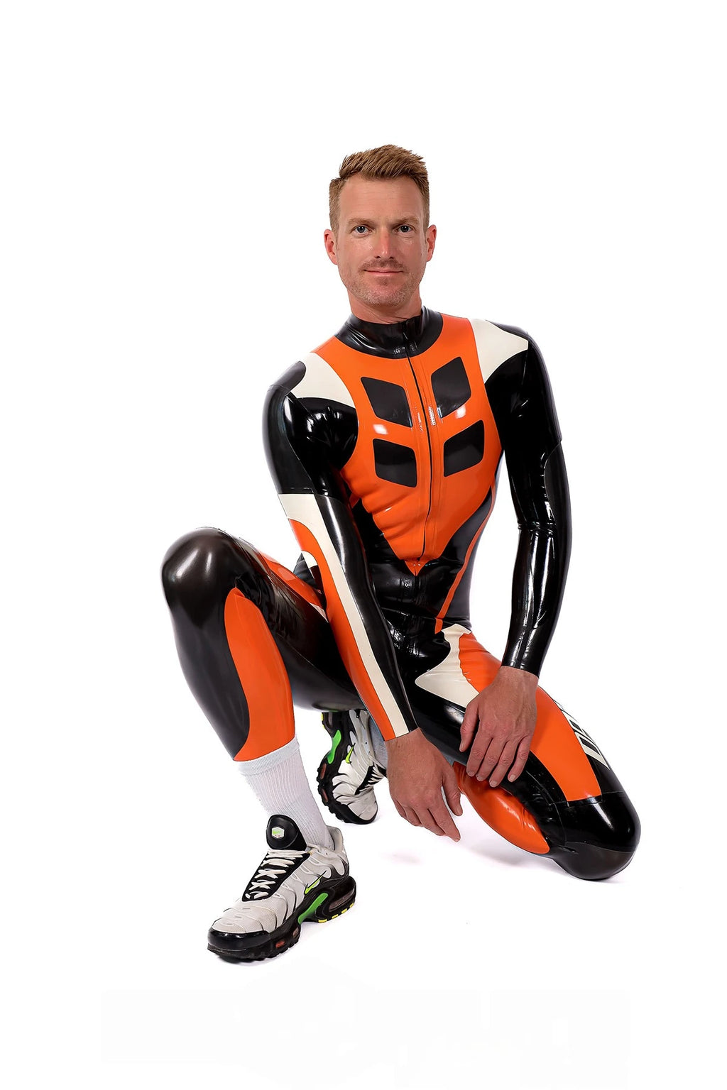 Black Male 'Speedster' MotoGP Style Latex Motorcycle Latex Suit