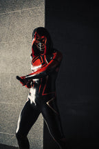 Black Male 'Spidey Warrior' Black Latex Hooded Latex Catsuit