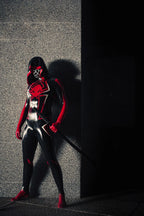 Black Male 'Spidey Warrior' Black Latex Hooded Latex Catsuit