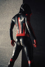 Black Male 'Spidey Warrior' Black Latex Hooded Latex Catsuit