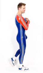 Royal Blue Latex Male 'Sportsman' Round Neck With Codpiece