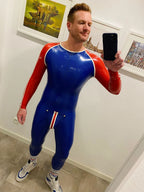 Royal Blue Latex Male 'Sportsman' Round Neck With Codpiece