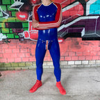 Royal Blue Latex Male 'Sportsman' Round Neck With Codpiece