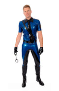 Metallic Blue Male Standard Police Latex Breeches