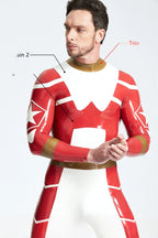 Red Male 'Starfighter' Back Zip Latex Catsuit