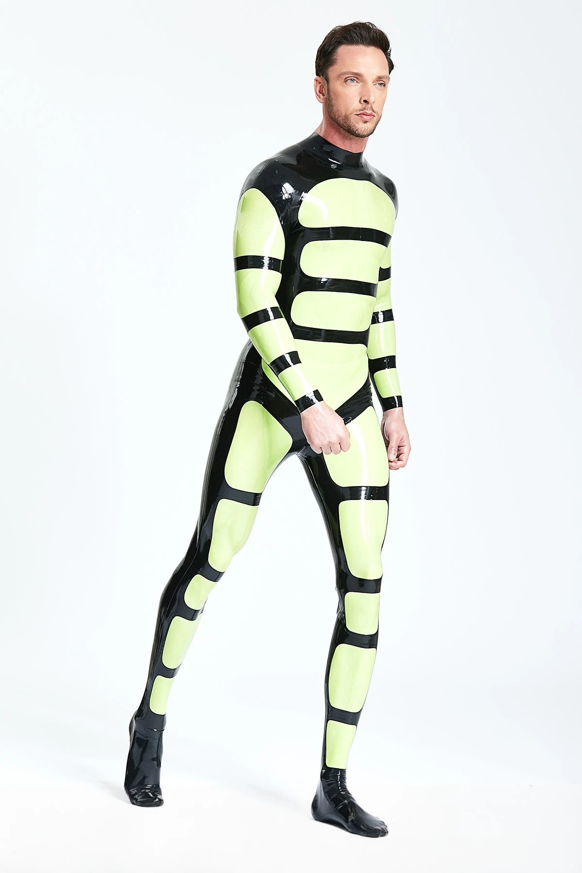 Grass Green Male 'Strapper' Rubber Catsuit