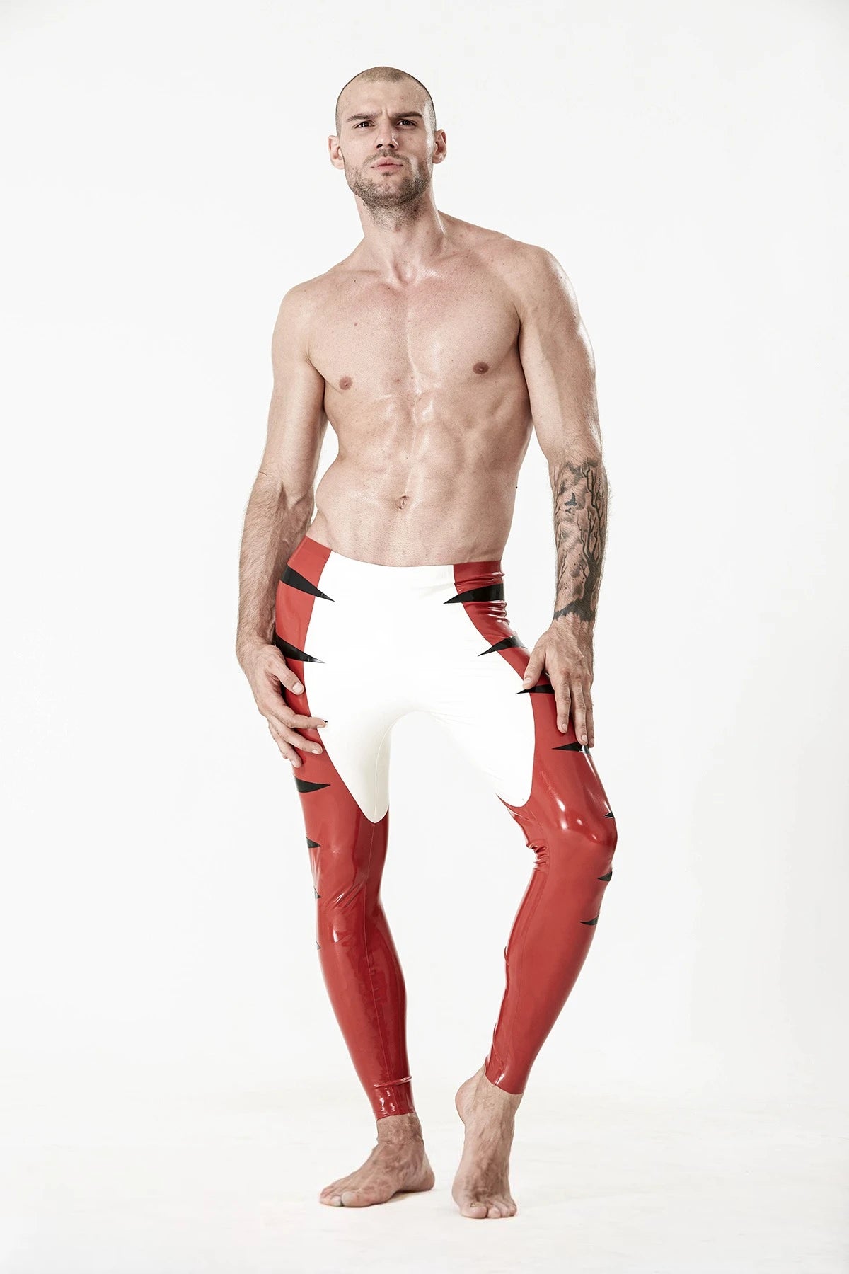 Black Male Latex 'Tabby' Tights
