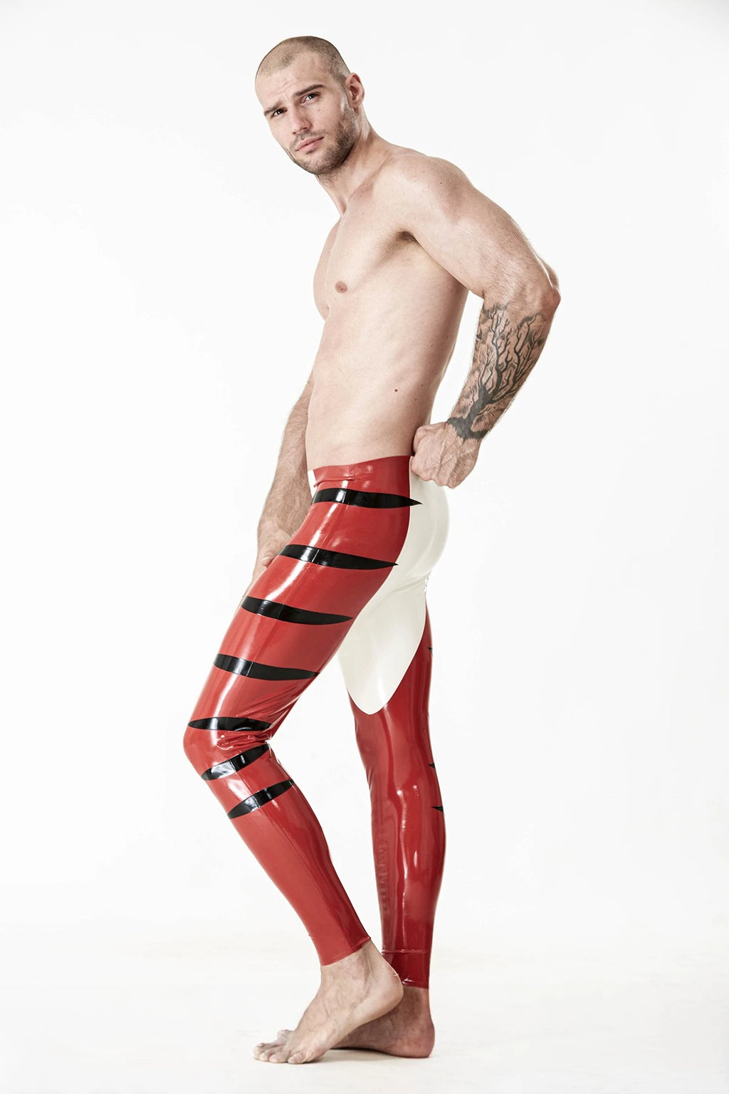 Black Male Latex 'Tabby' Tights