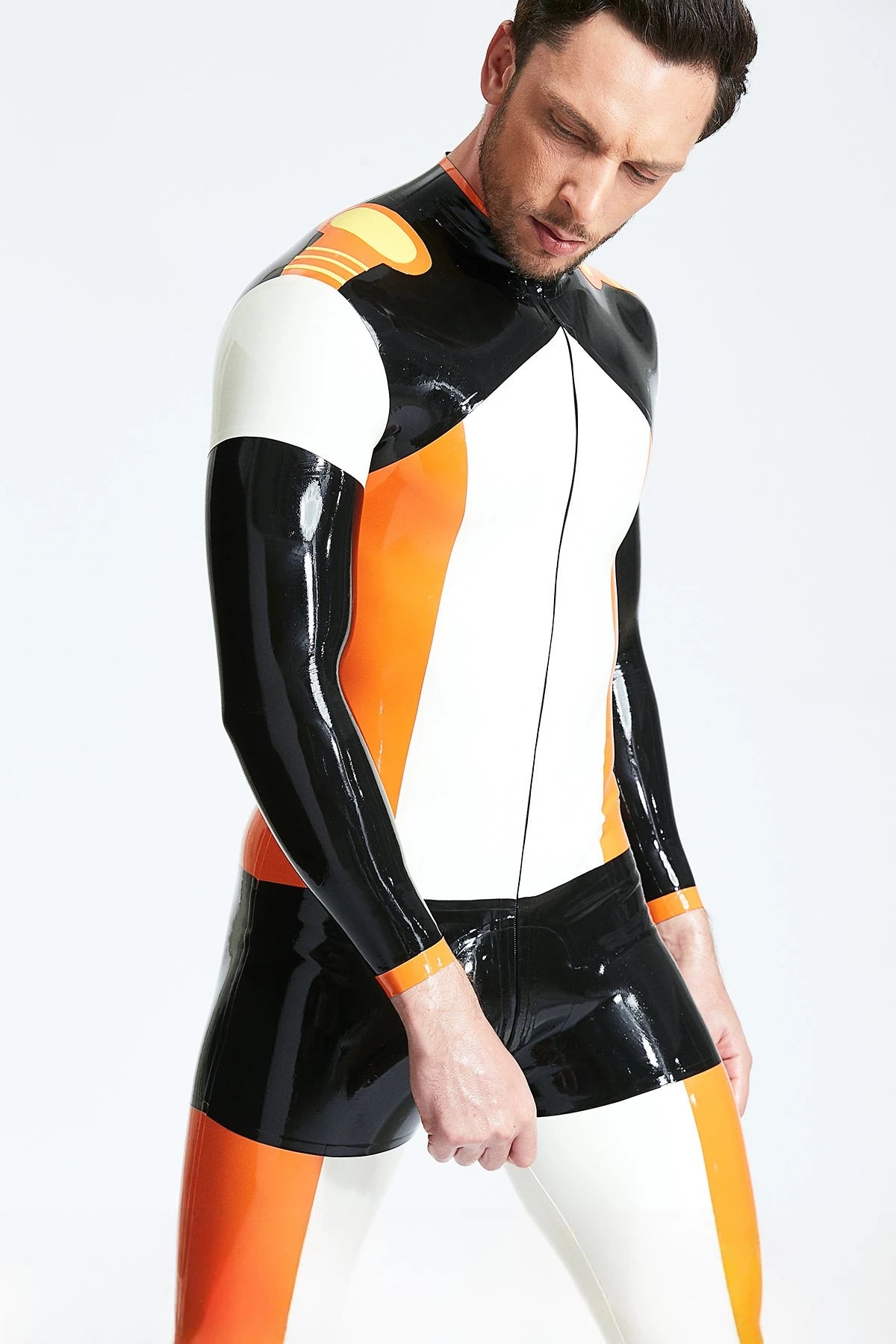 Pure White Male 'Team Player' Latex Catsuit