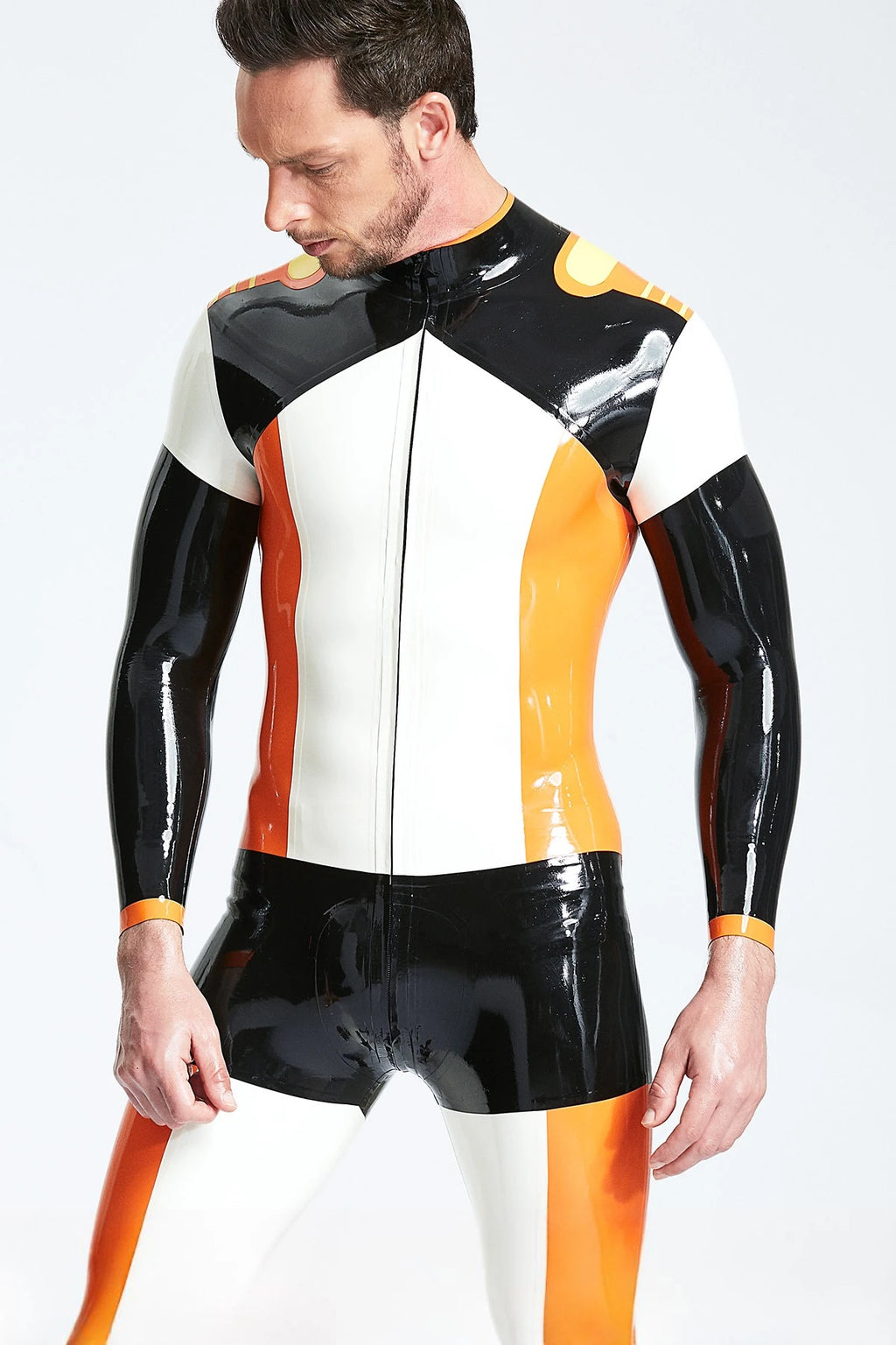 Pure White Male 'Team Player' Latex Catsuit