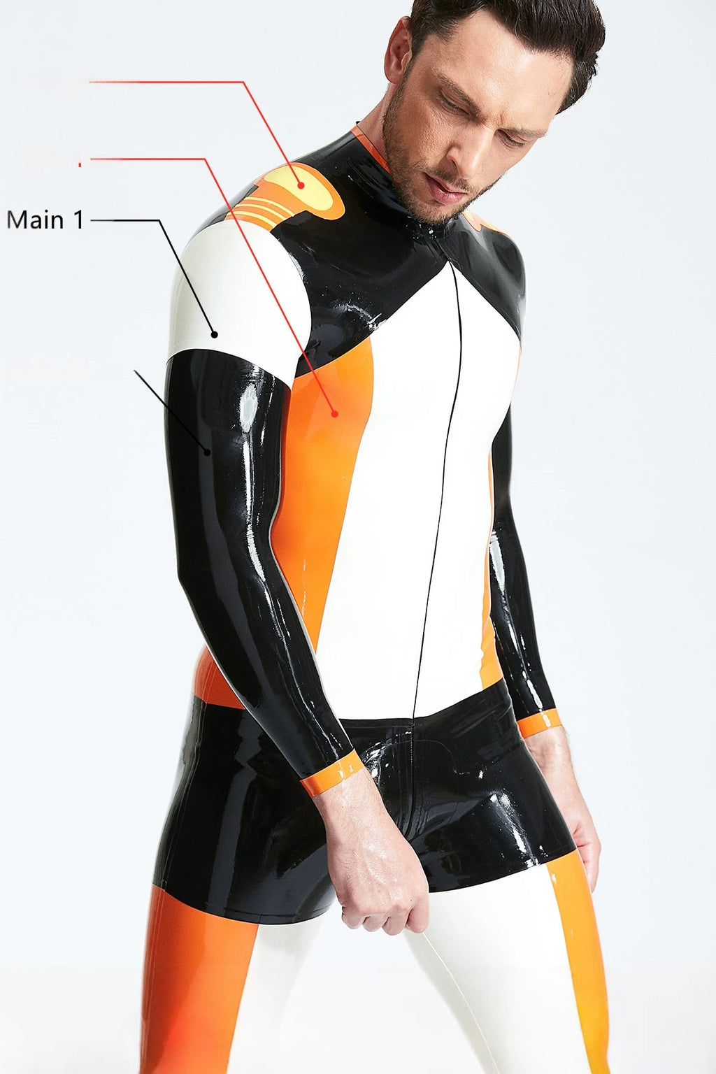 Pure White Male 'Team Player' Latex Catsuit