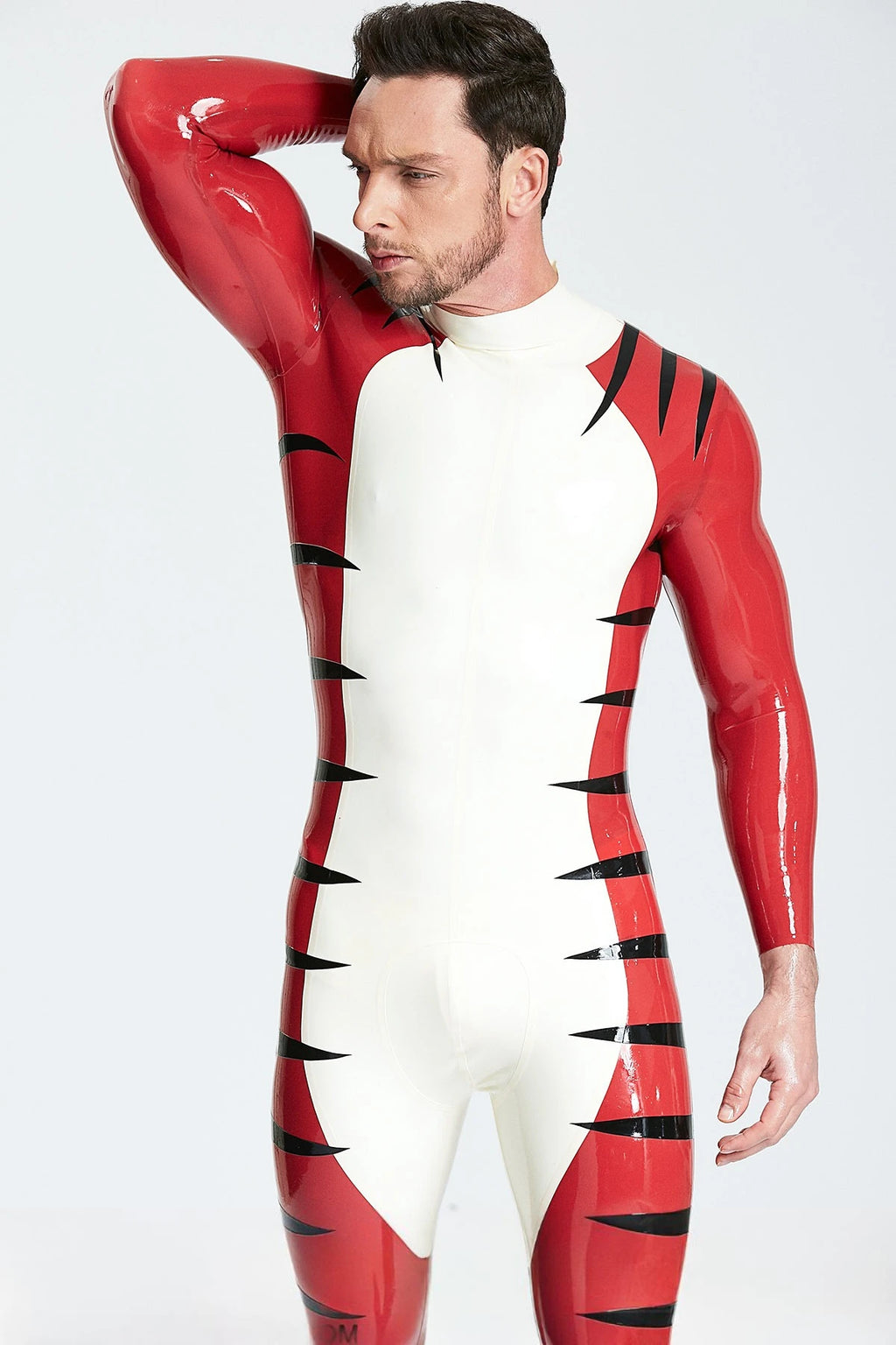 White Male 'Tigris' Latex Catsuit