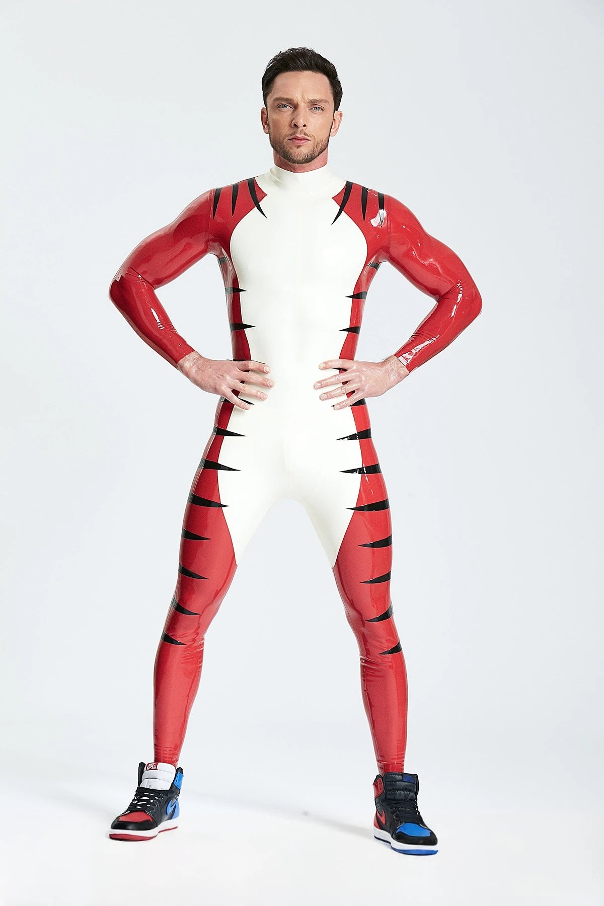 White Male 'Tigris' Latex Catsuit