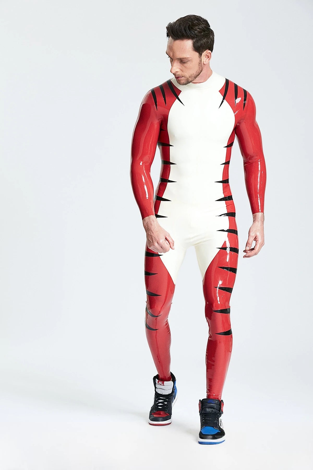 White Male 'Tigris' Latex Catsuit