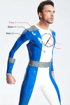 Middle Blue Male 'Time Traveller' Back Zip Latex Catsuit