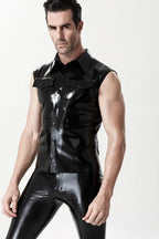 Black Male Latex 'Tradie' Sleeveless Vest