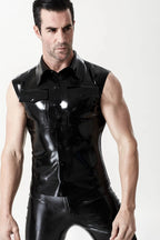 Black Male Latex 'Tradie' Sleeveless Vest