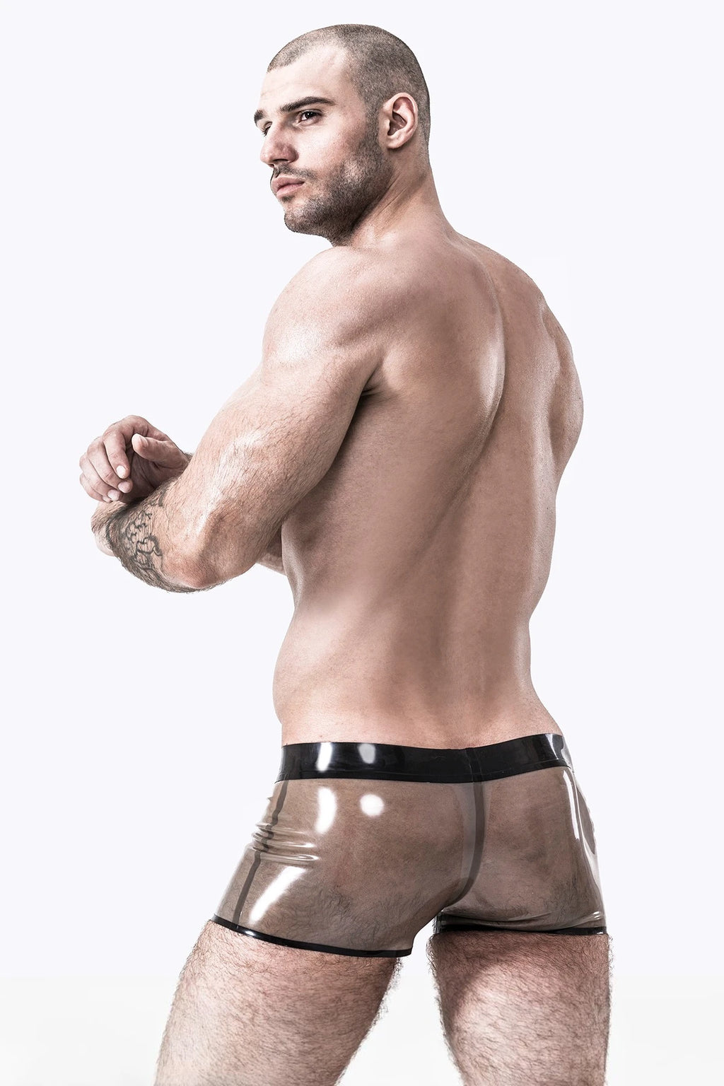 Male Latex Translucent Panelled Shorts