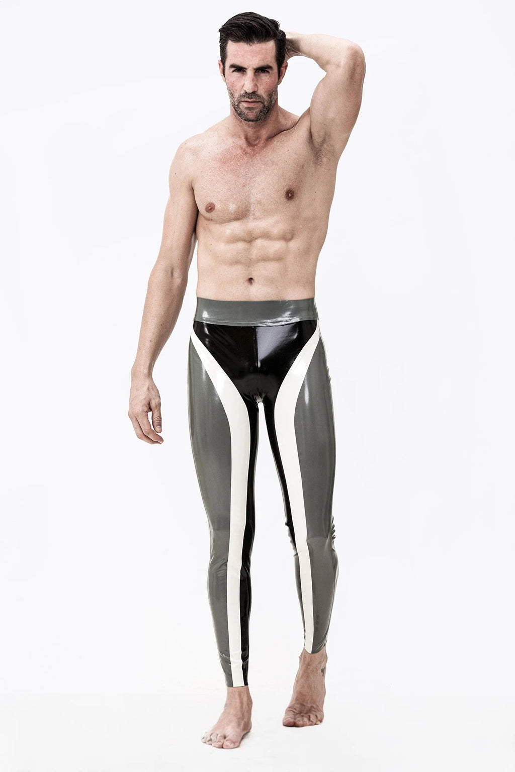 Black Male 'Triple Tones' Latex Leggings
