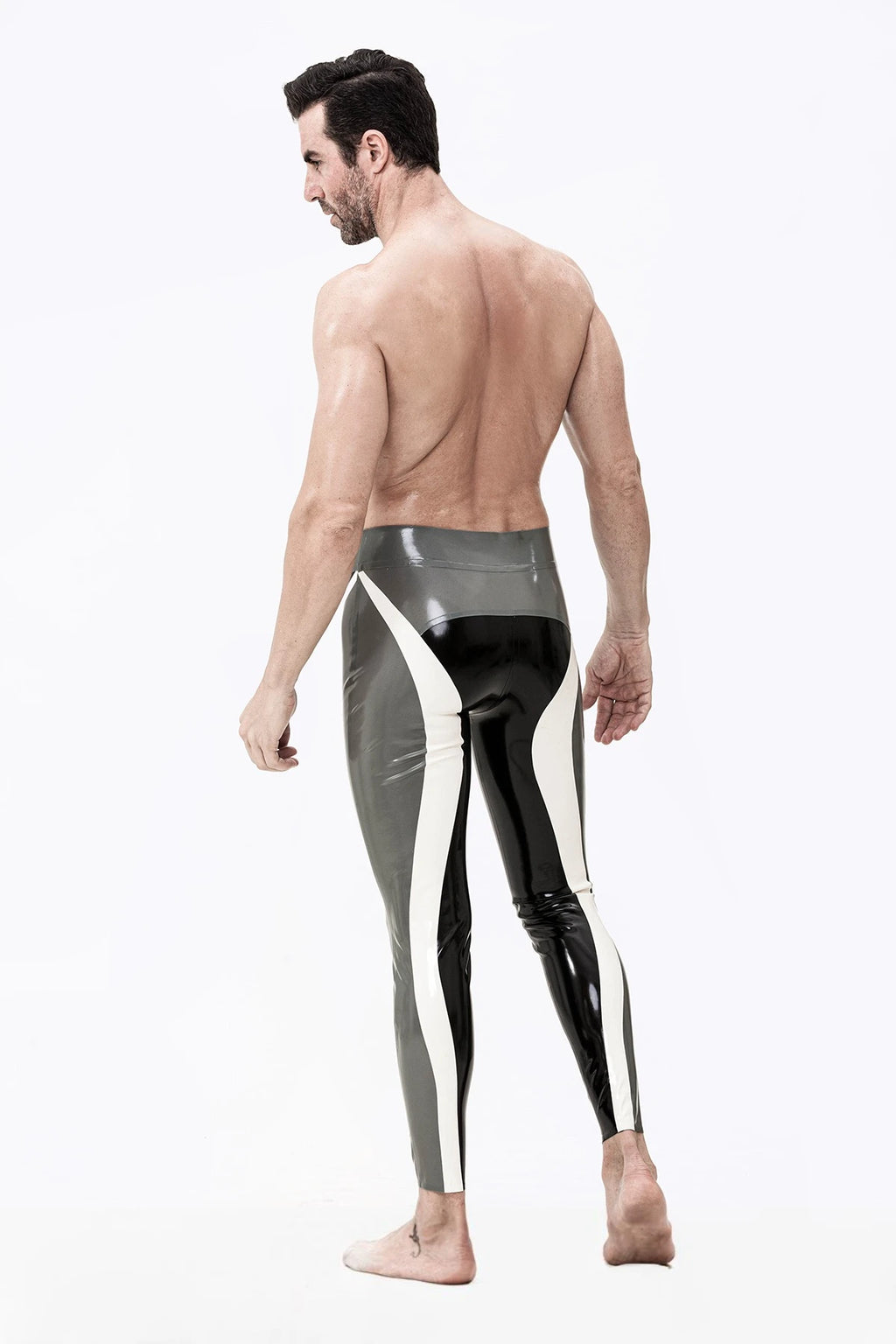 Black Male 'Triple Tones' Latex Leggings