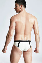 Black Male Latex Two-Tone Swim Briefs
