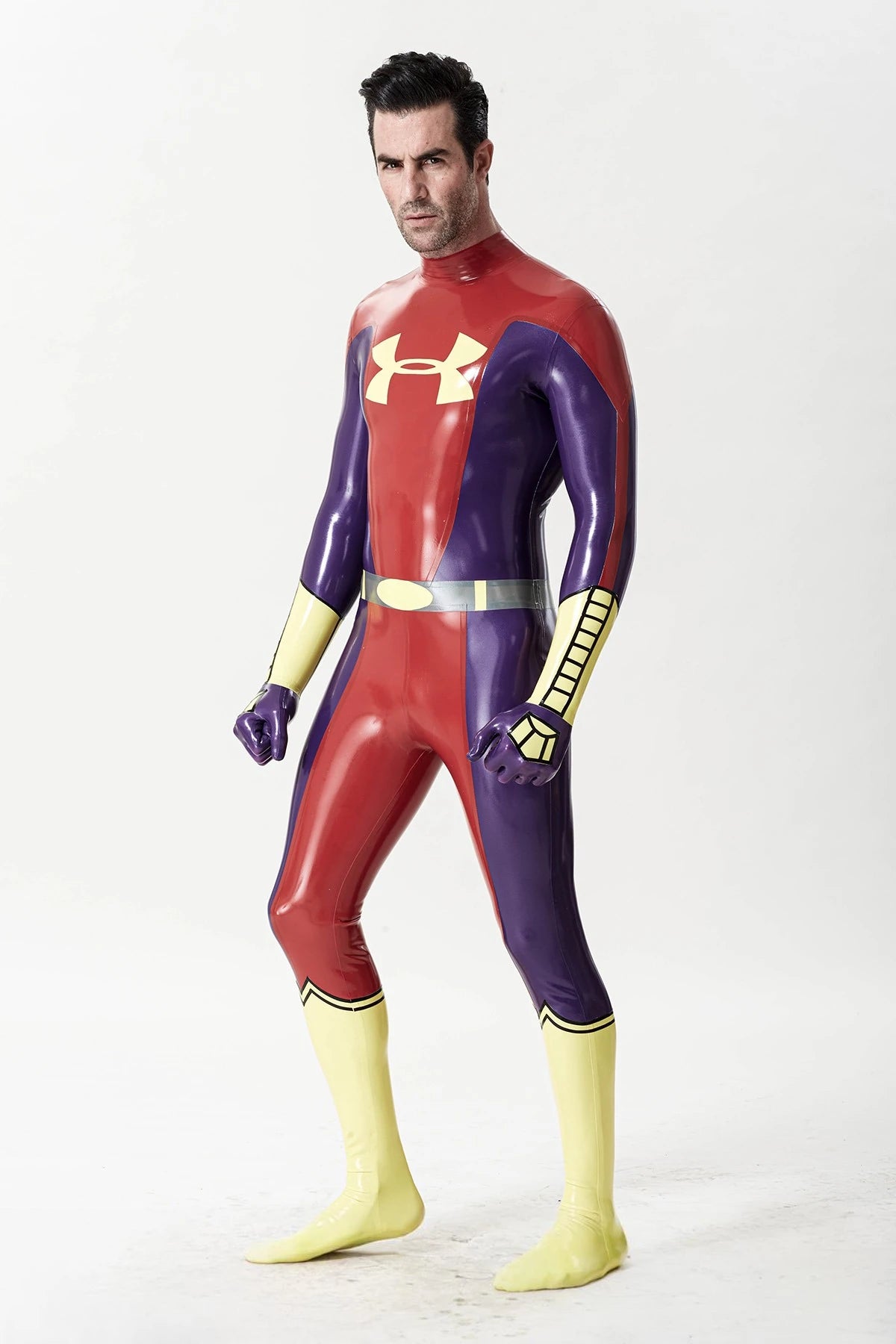 Red Male 'U-Man' Super Hero Latex Catsuit with Gloves & Feet