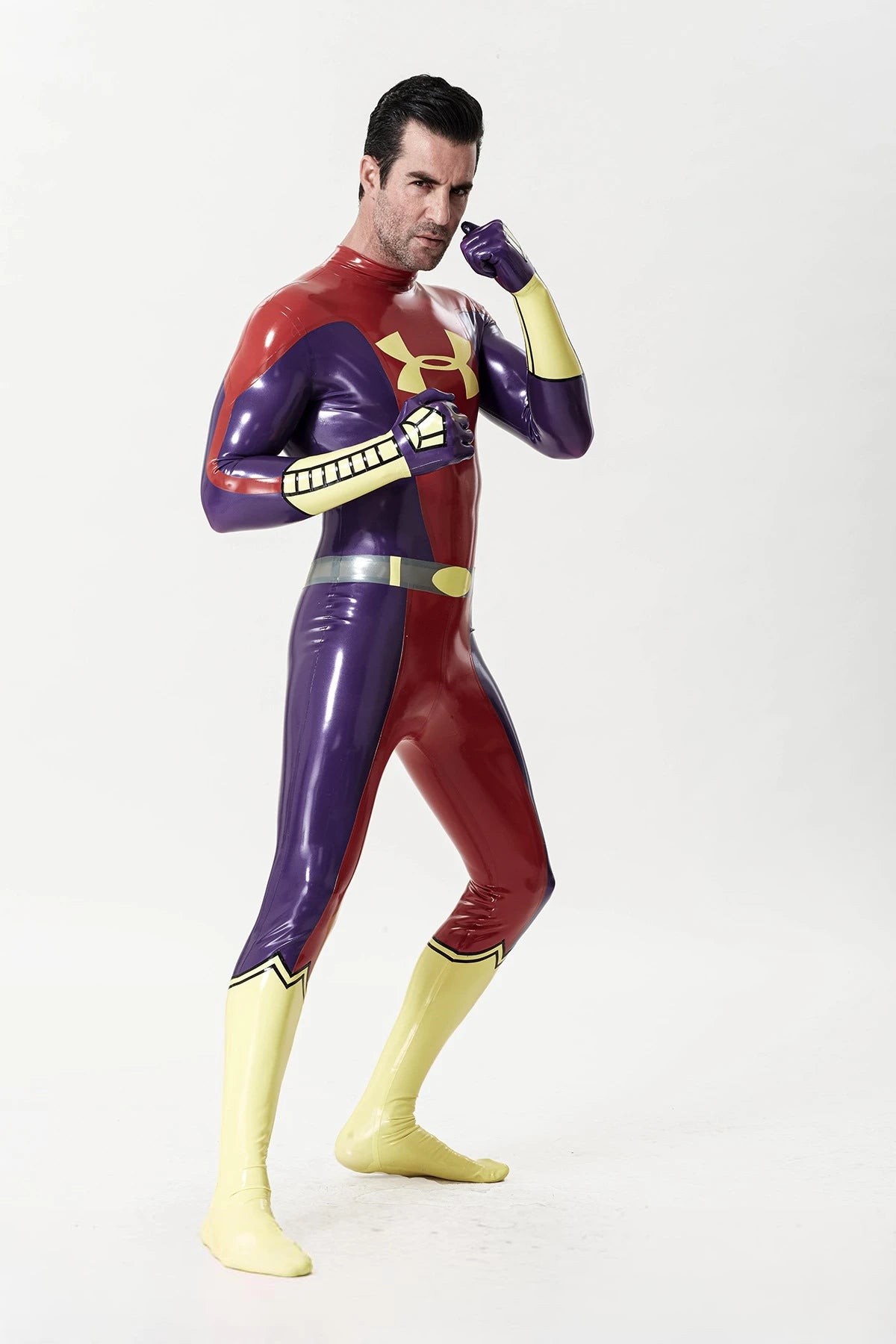 Red Male 'U-Man' Super Hero Latex Catsuit with Gloves & Feet