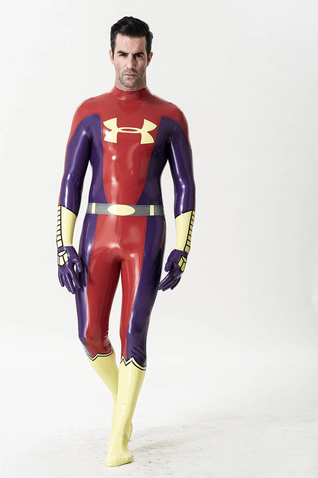 Red Male 'U-Man' Super Hero Latex Catsuit with Gloves & Feet