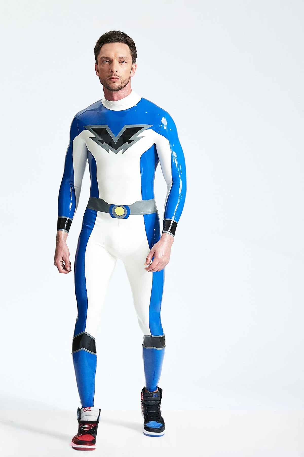 Pure White Male 'Valorous' Latex Catsuit