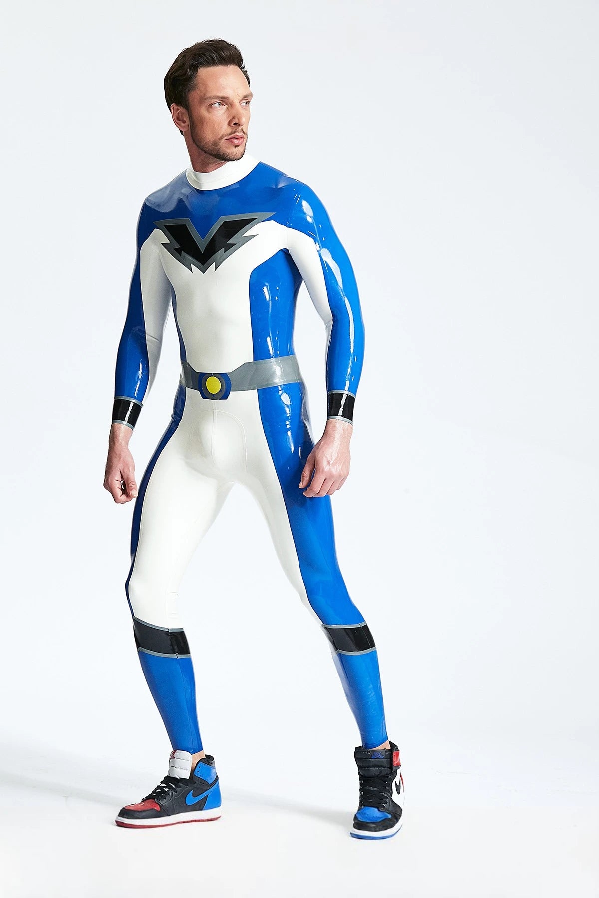 Pure White Male 'Valorous' Latex Catsuit