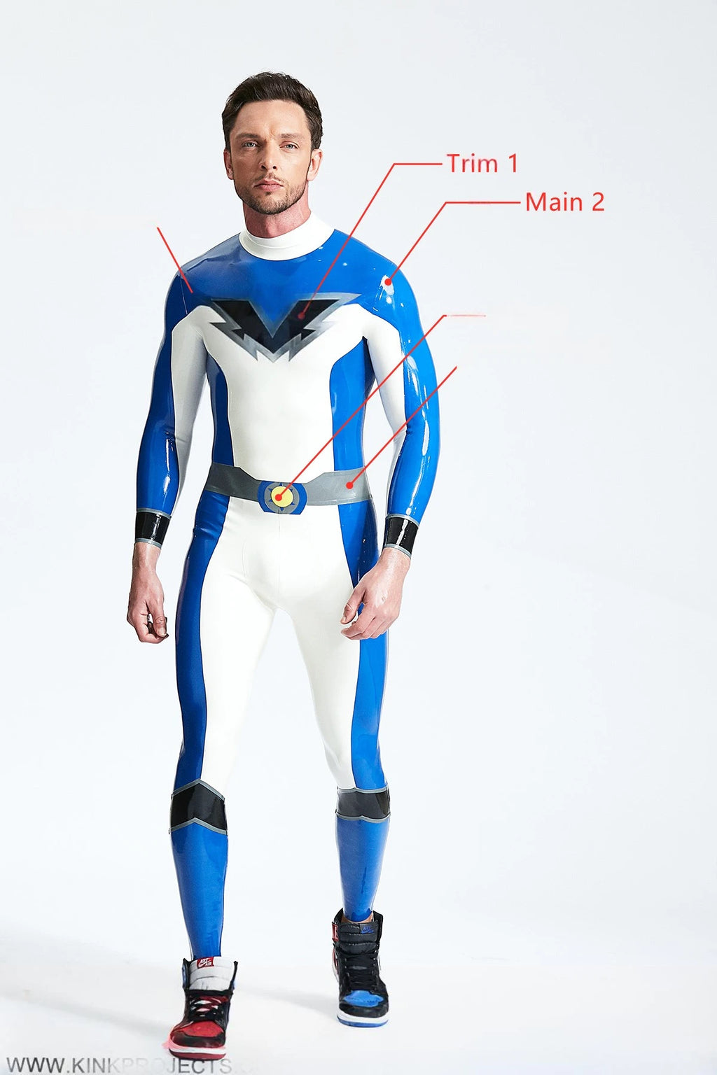 Pure White Male 'Valorous' Latex Catsuit