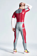 Metallic Red Male 'Victorious' Back Zipper Latex Catsuit