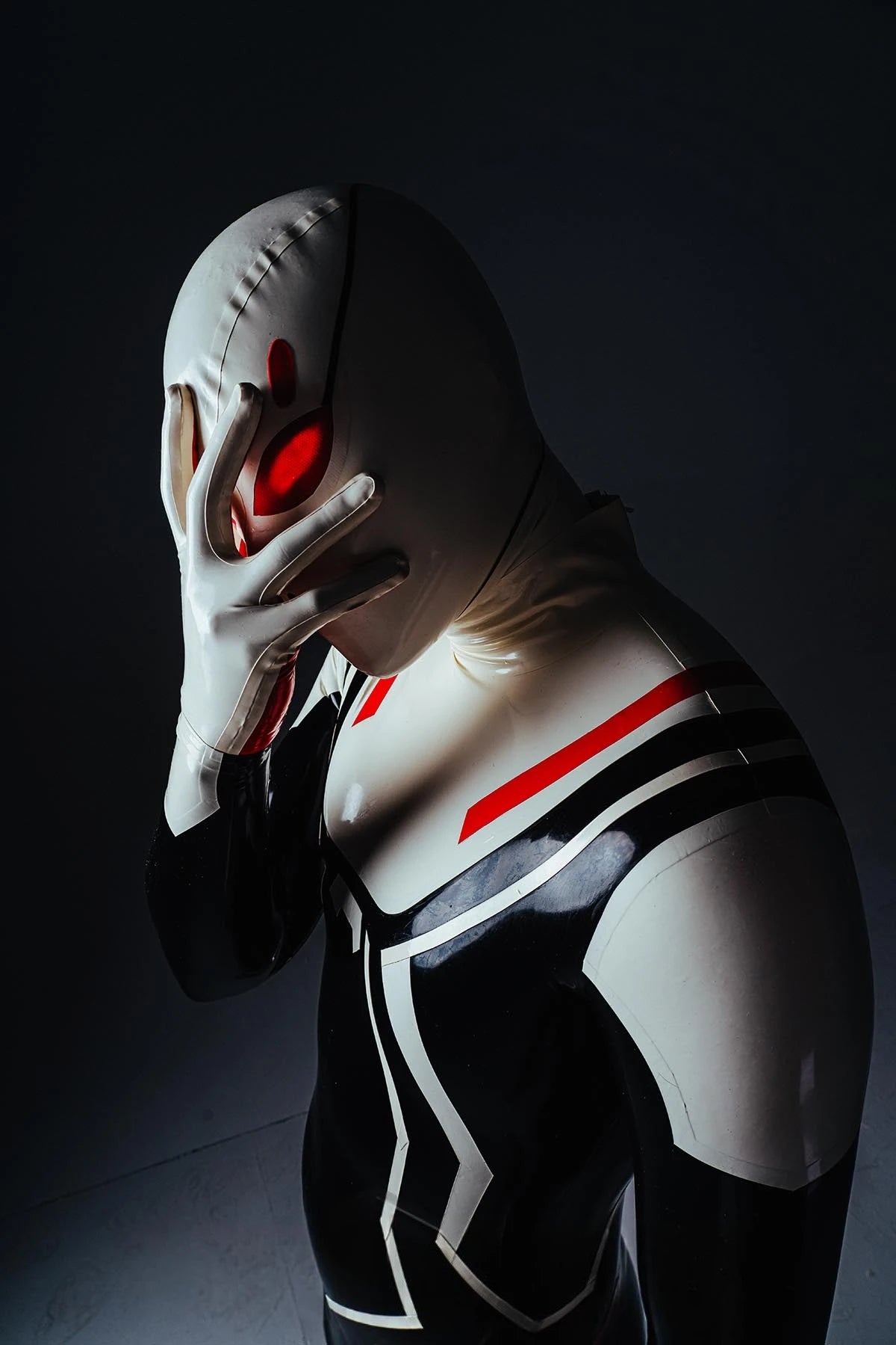 Black Male White-Headed 'Spidey' Latex Costume Latex Catsuit