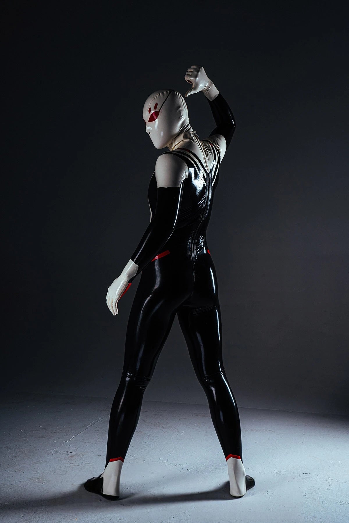 Black Male White-Headed 'Spidey' Latex Costume Latex Catsuit