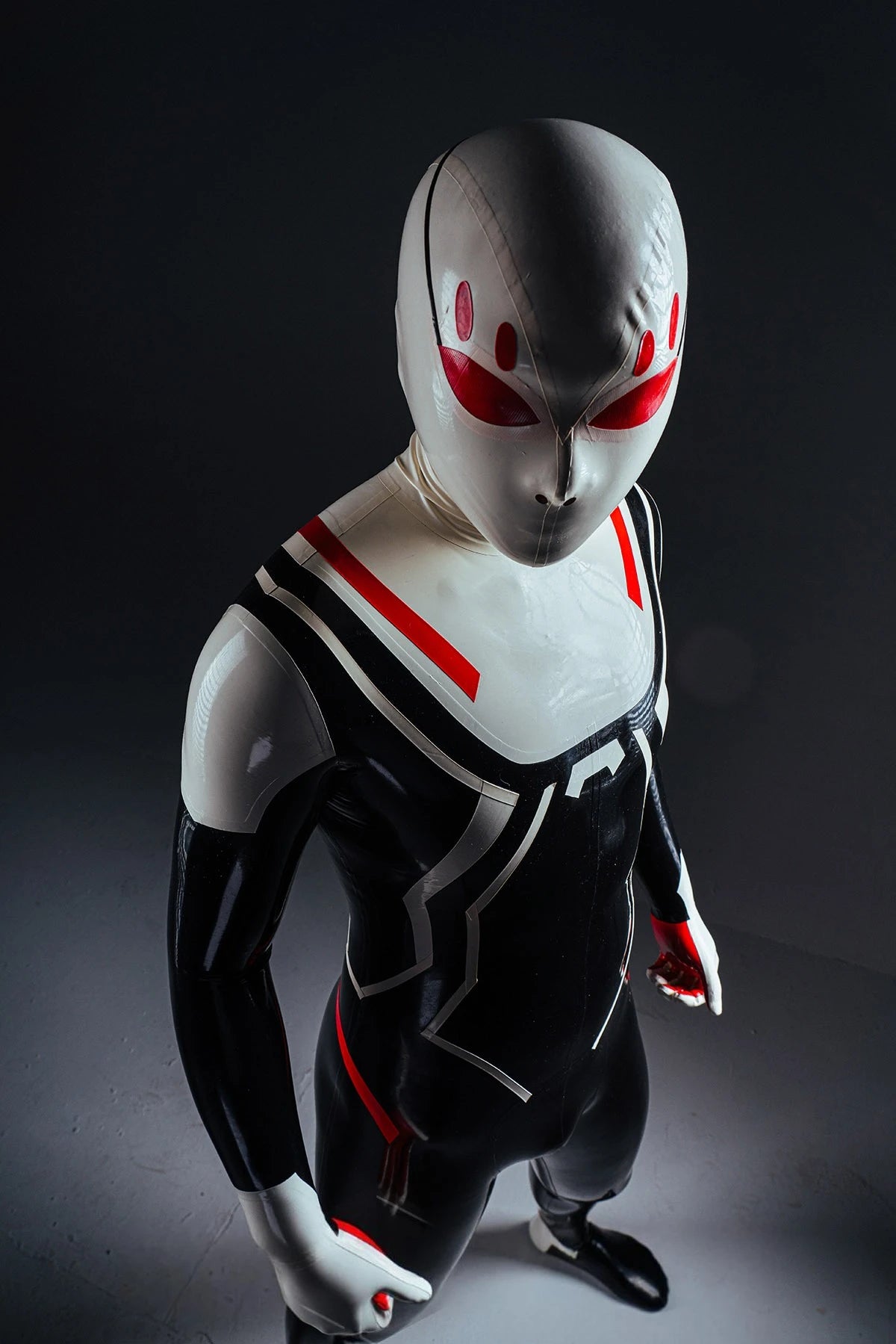 Black Male White-Headed 'Spidey' Latex Costume Latex Catsuit
