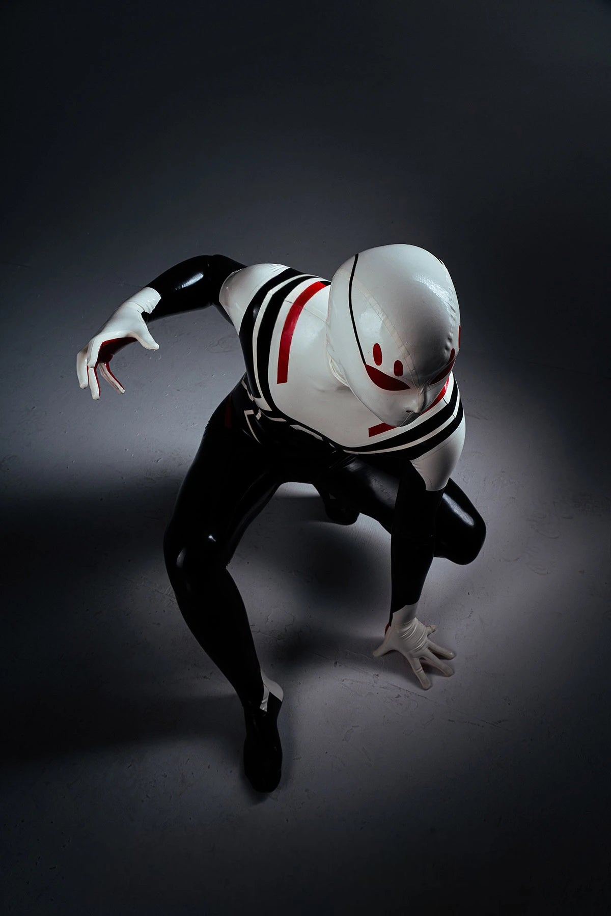 Black Male White-Headed 'Spidey' Latex Costume Latex Catsuit