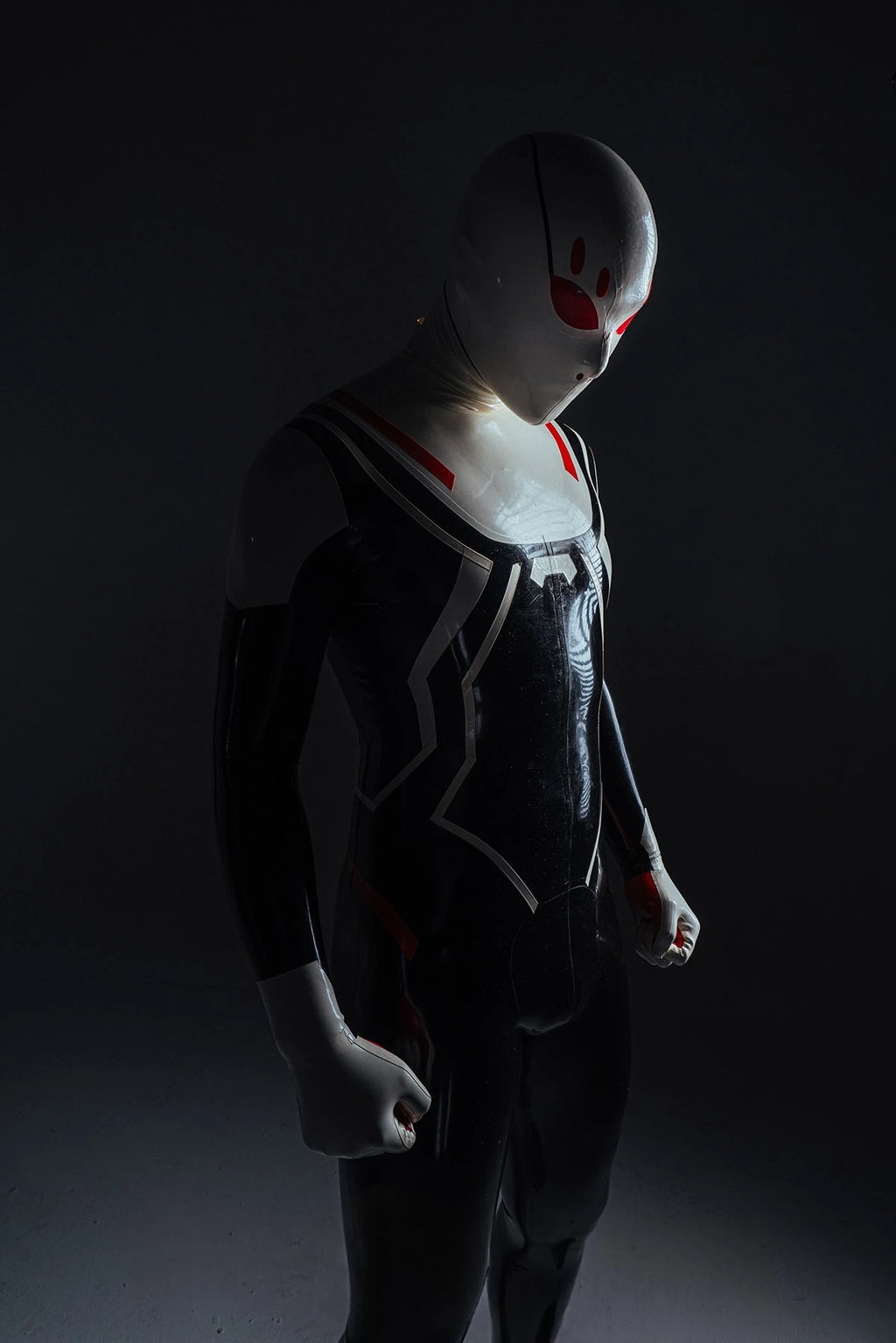 Black Male White-Headed 'Spidey' Latex Costume Latex Catsuit
