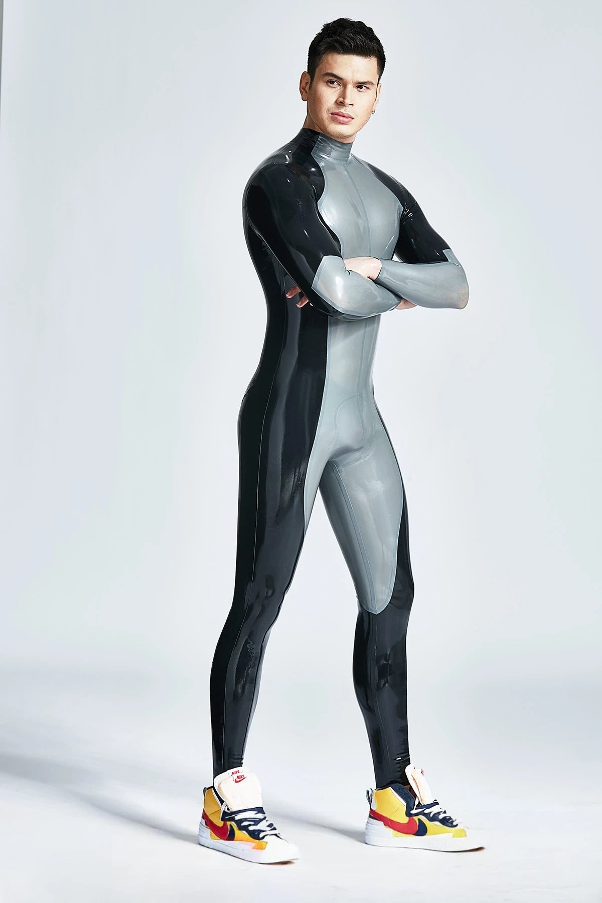 Male 'Wingspan' Back Zipper Latex Catsuit
