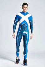 Middle Blue Male 'X-Treme' Back Zipper Latex Catsuit