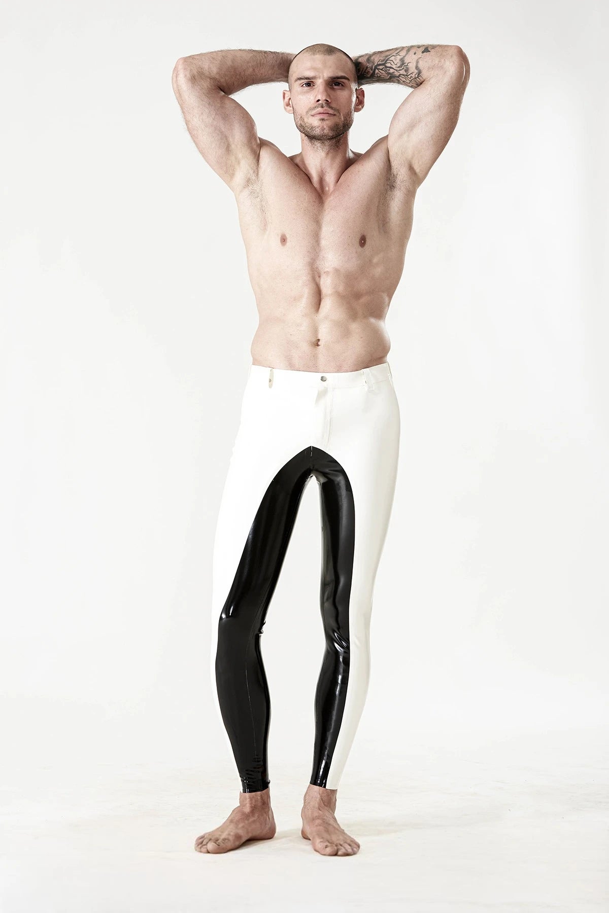 Male Latex 'Yin-Yang' Belted Leggings