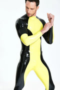 Yellow Male 'Zig-Zag' Latex Catsuit
