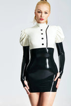 White Melon-Sleeved Micro Cocktail Latex Dress