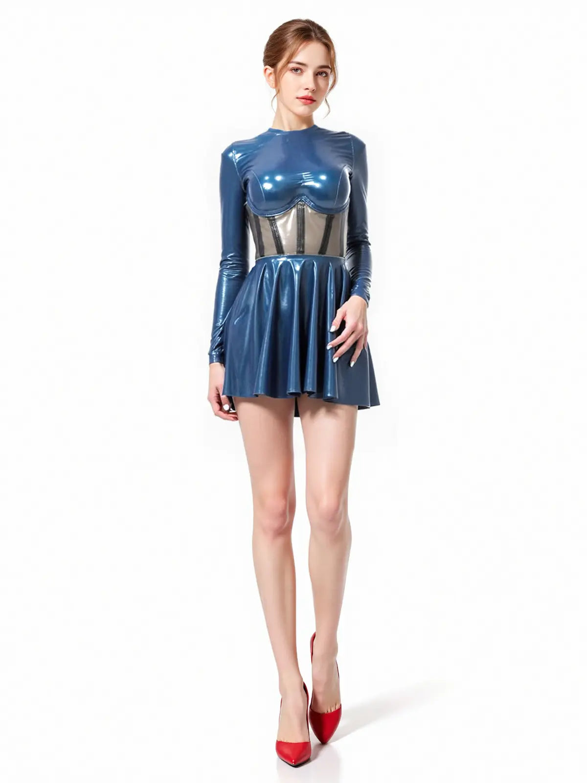 Metallic Blue Latex Dress — Whirlpool