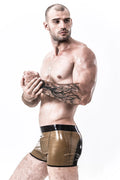 Metallic Gold Male Latex Square-Cut Briefs