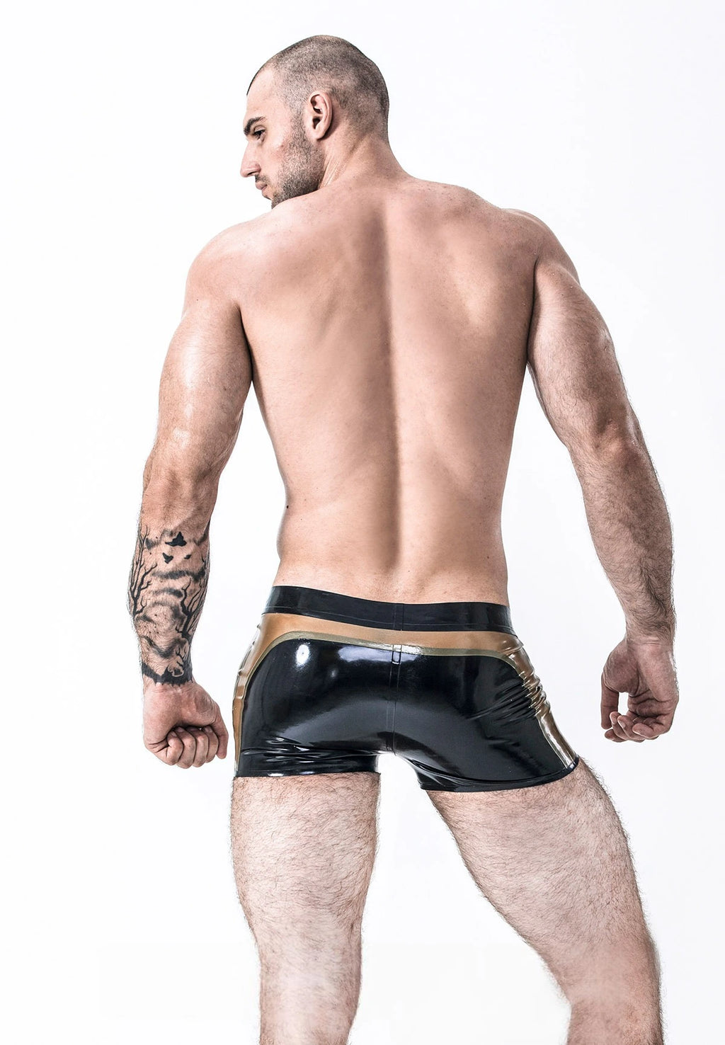 Metallic Gold Male Latex Square-Cut Briefs
