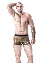 Metallic Gold Male Latex Square-Cut Briefs