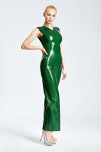 Metallic Green Sexy '70s V-Neck Sleeveless Pants Latex Suit
