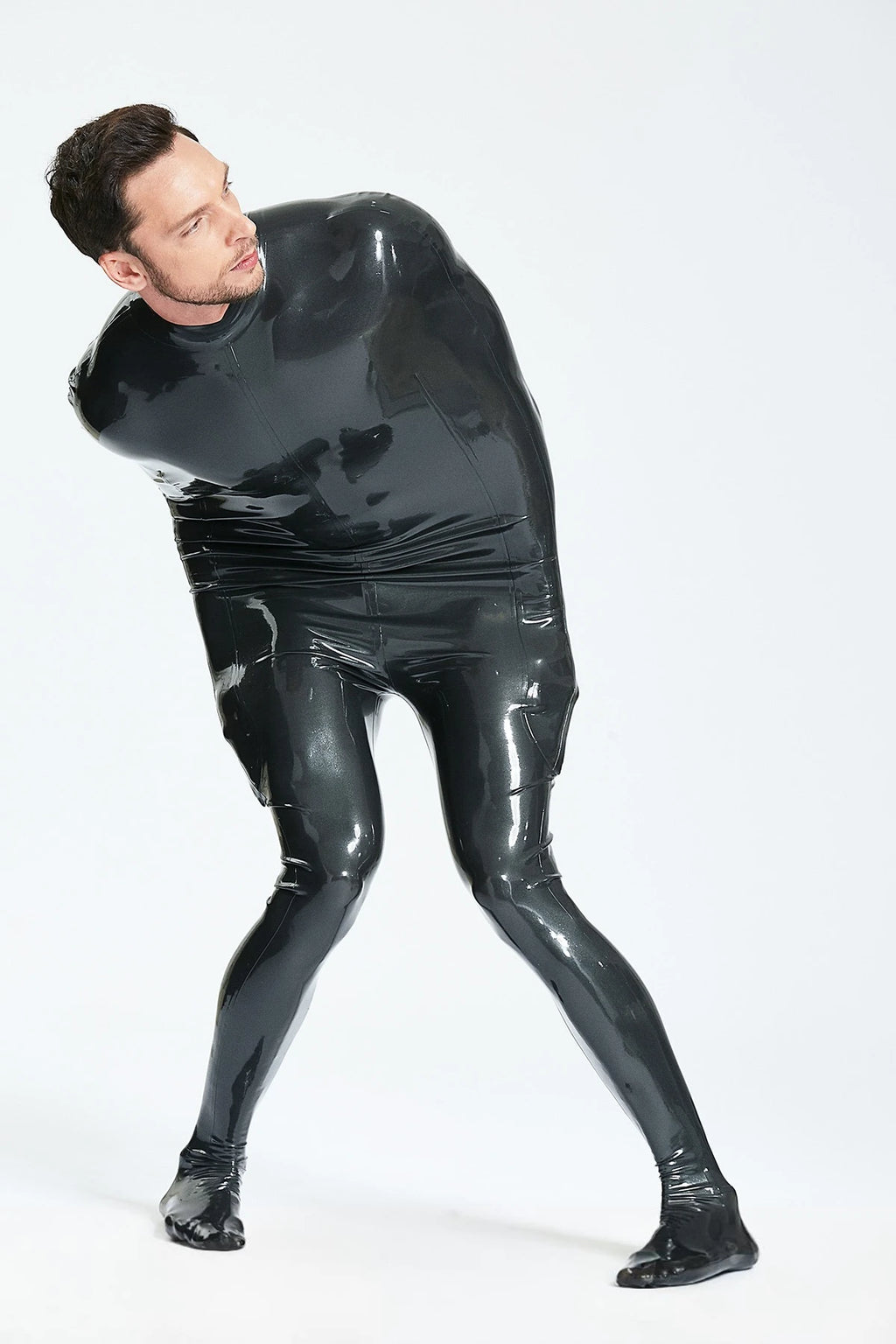 Metallic pewter Male Latex 'Captive' Half Sleepsac